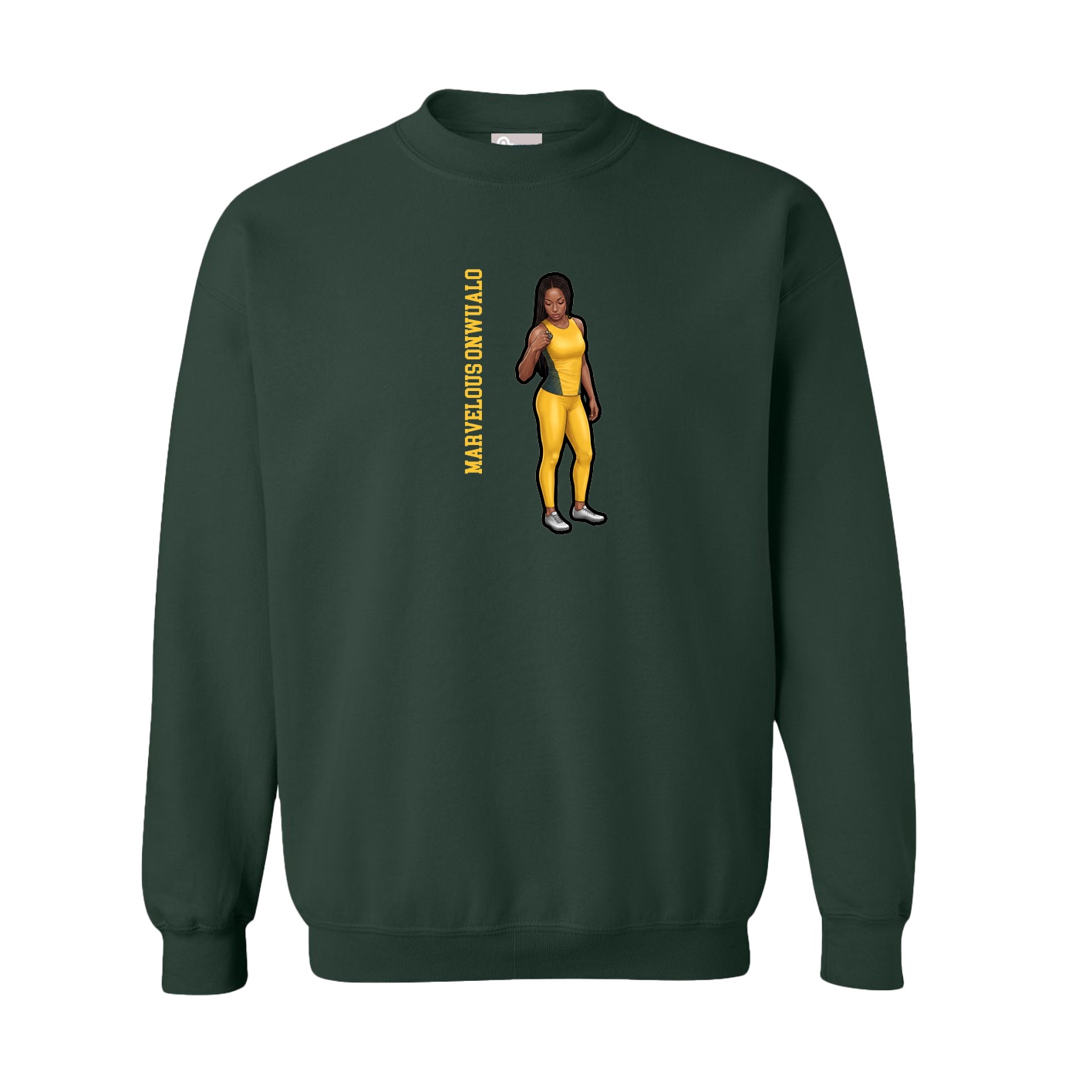 Fleece Crew — Name Vertical in Green