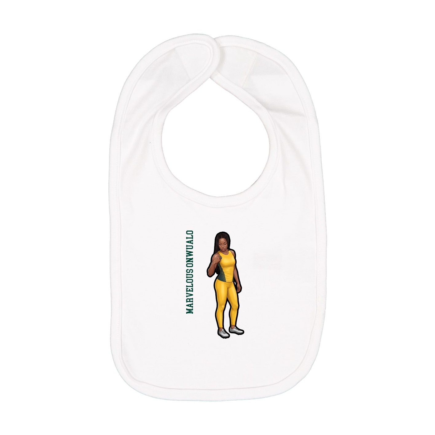Infant Bib — Name Vertical in White