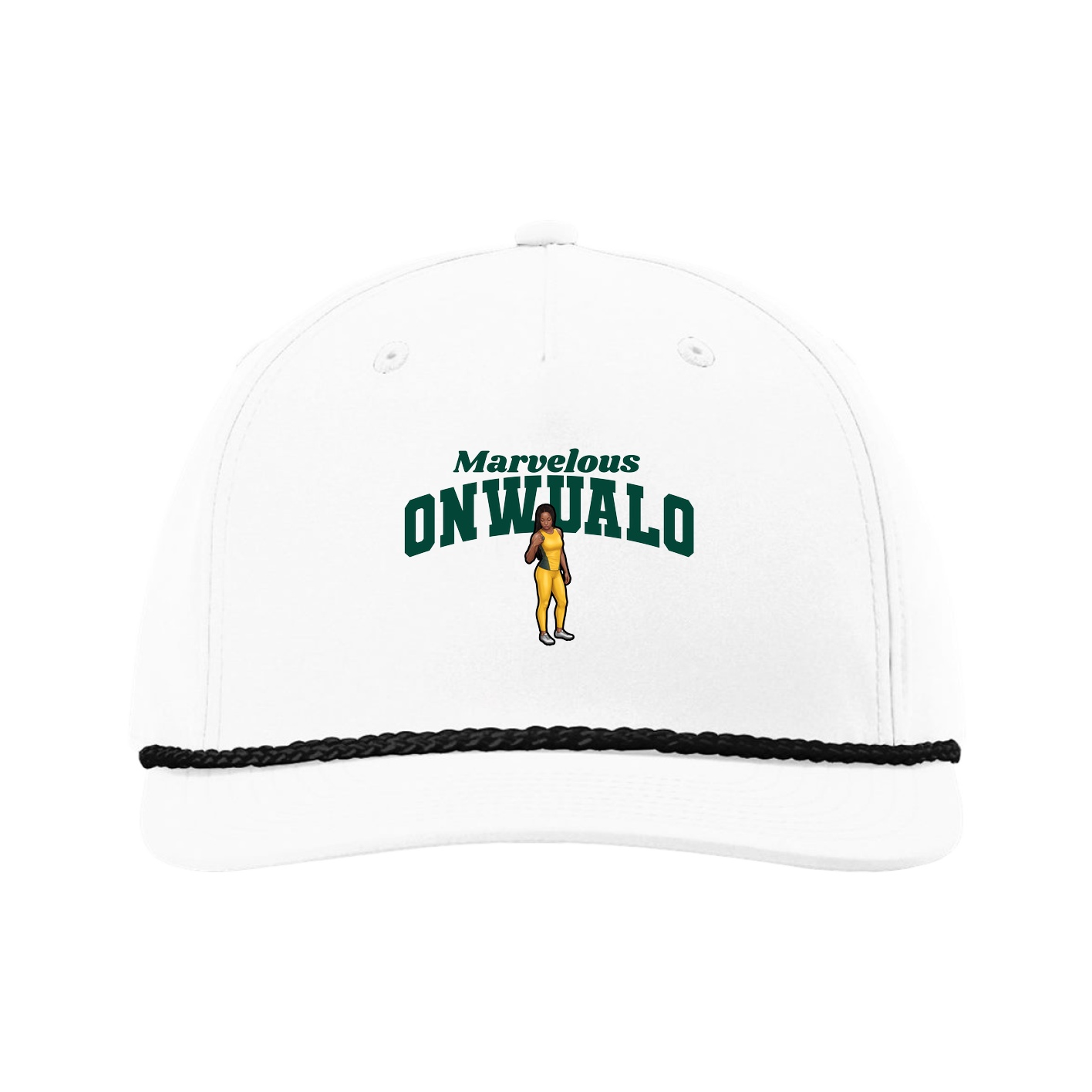 Five-Panel Classic Rope Cap — Signature Arch in White