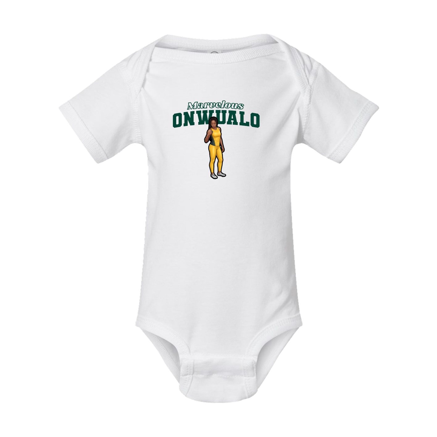 Baby Onesie — Name Arch in White