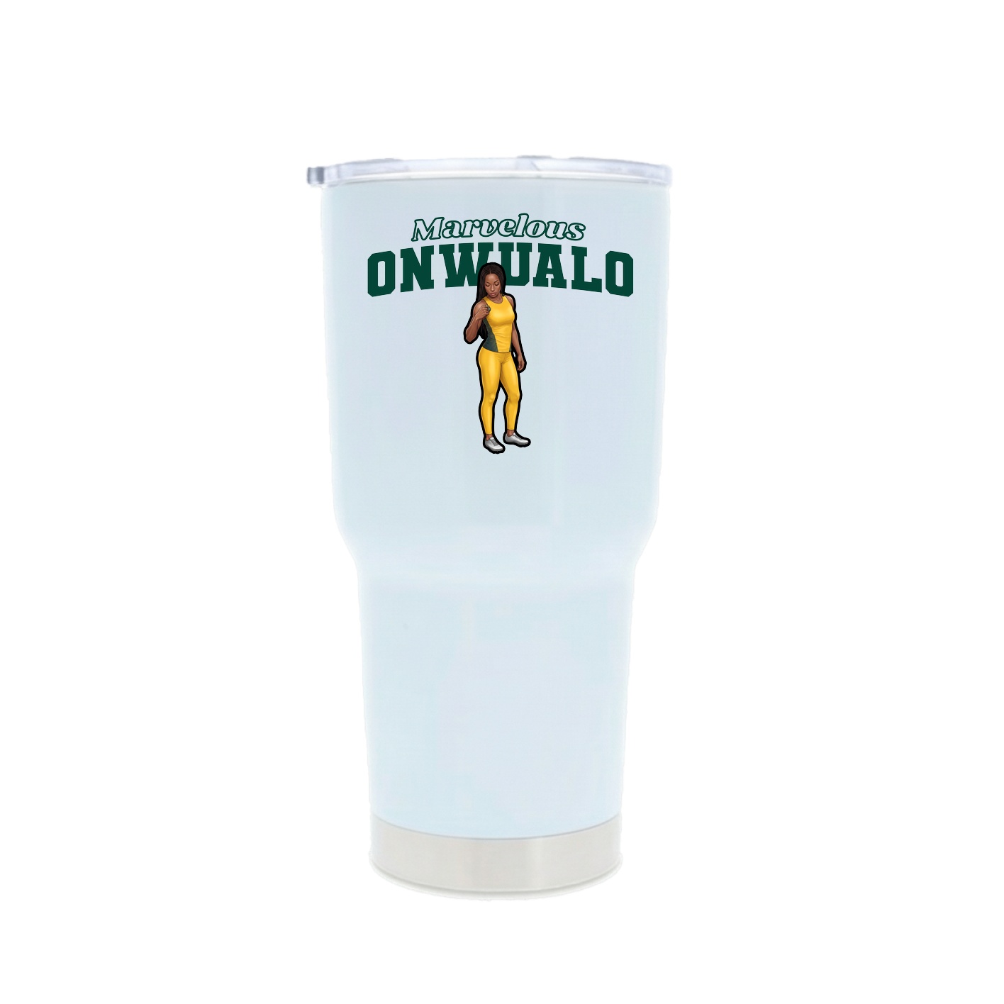 30oz Stainless Steel Tumbler — Name Arch in White