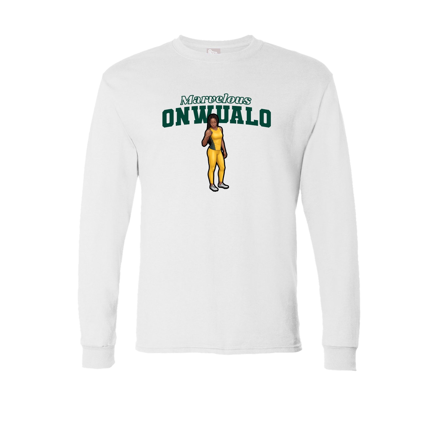 Long Sleeve Tee — Name Arch in White