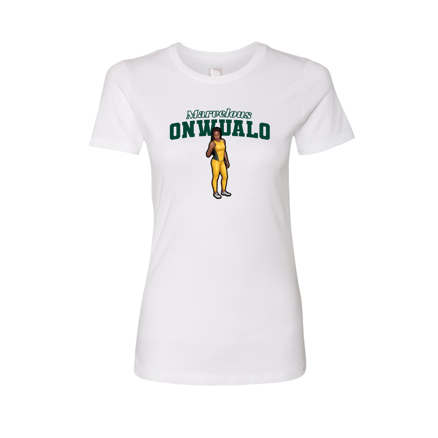 Fitted Women's Tee — Name Arch in White
