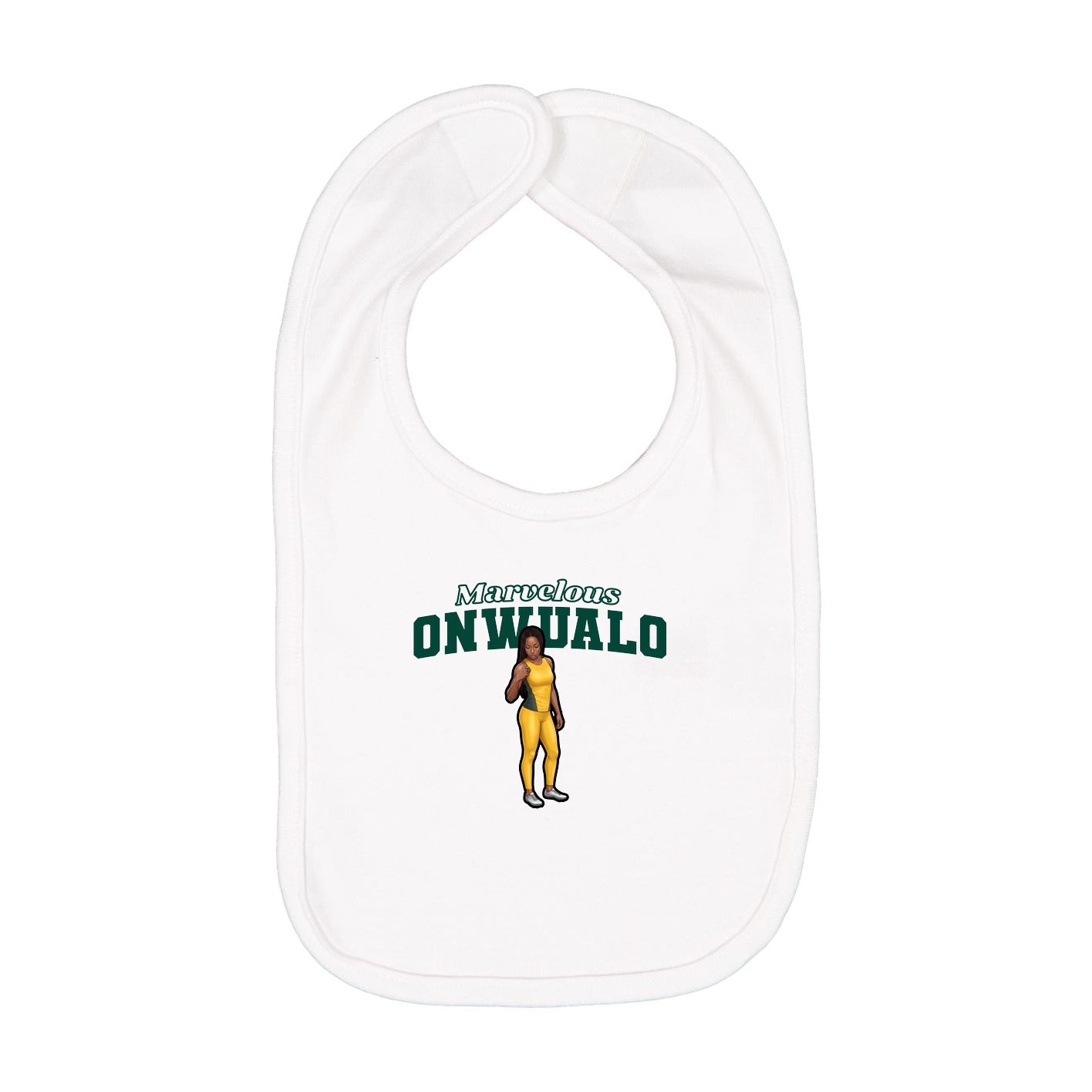 Infant Bib — Name Arch in White