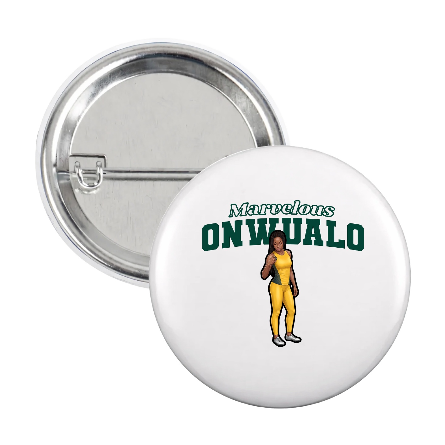Game Day Button — Name Arch in White