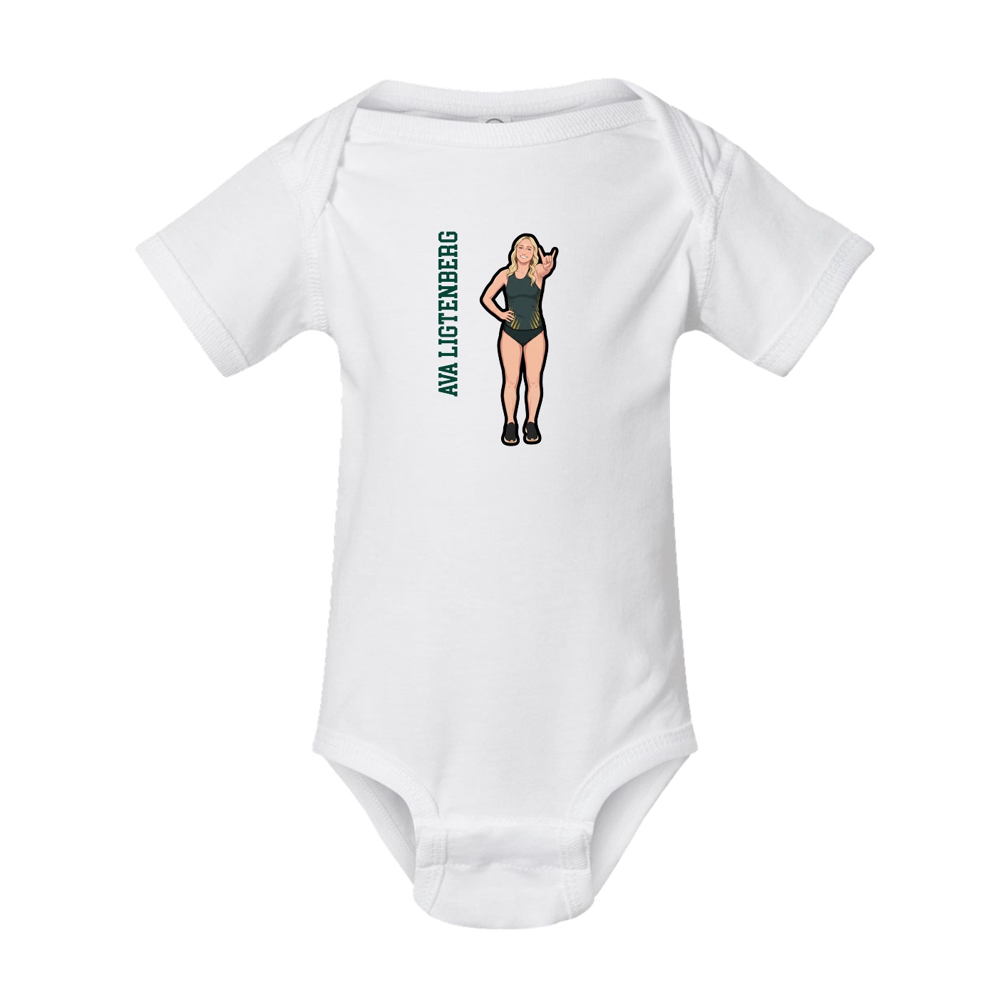 Baby Onesie — Name Vertical in White