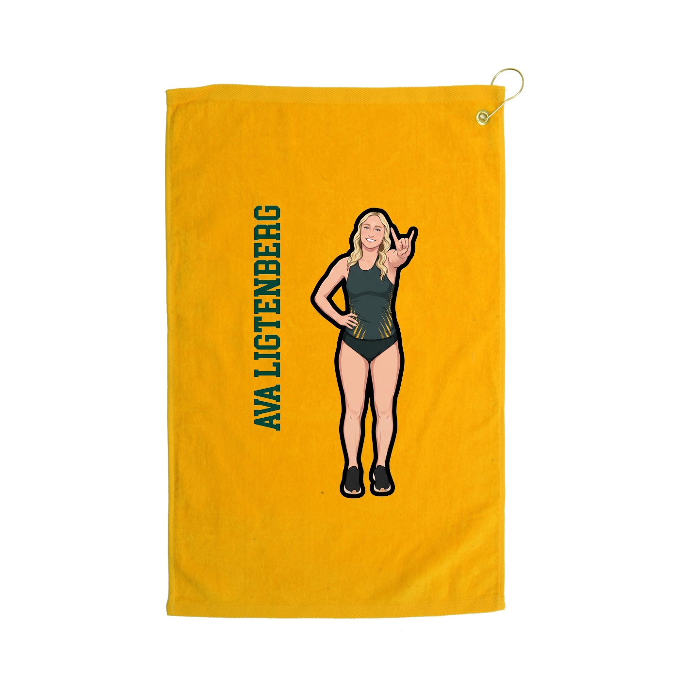 Golf Towel — Name Vertical in Gold