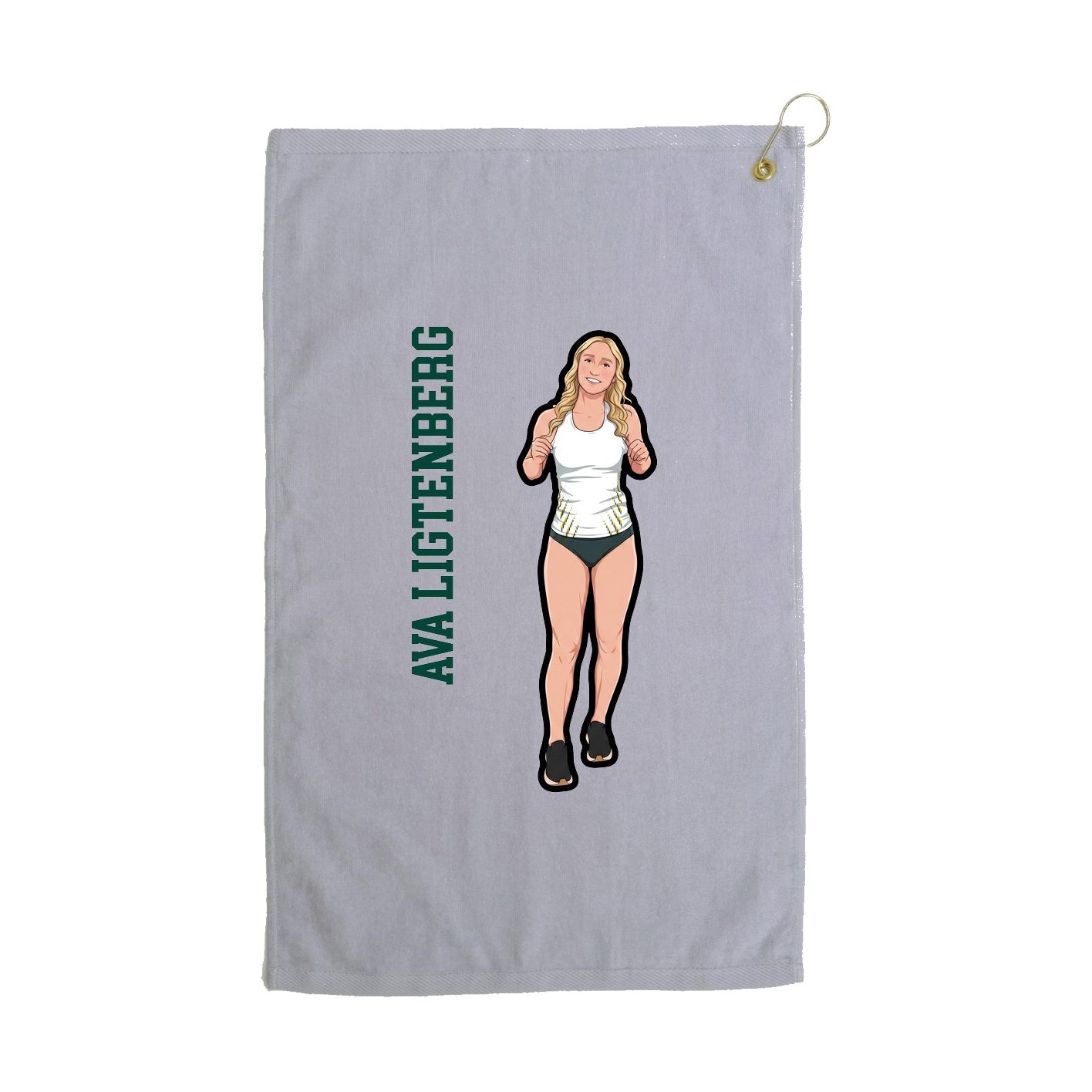 Golf Towel — Name Vertical in Grey