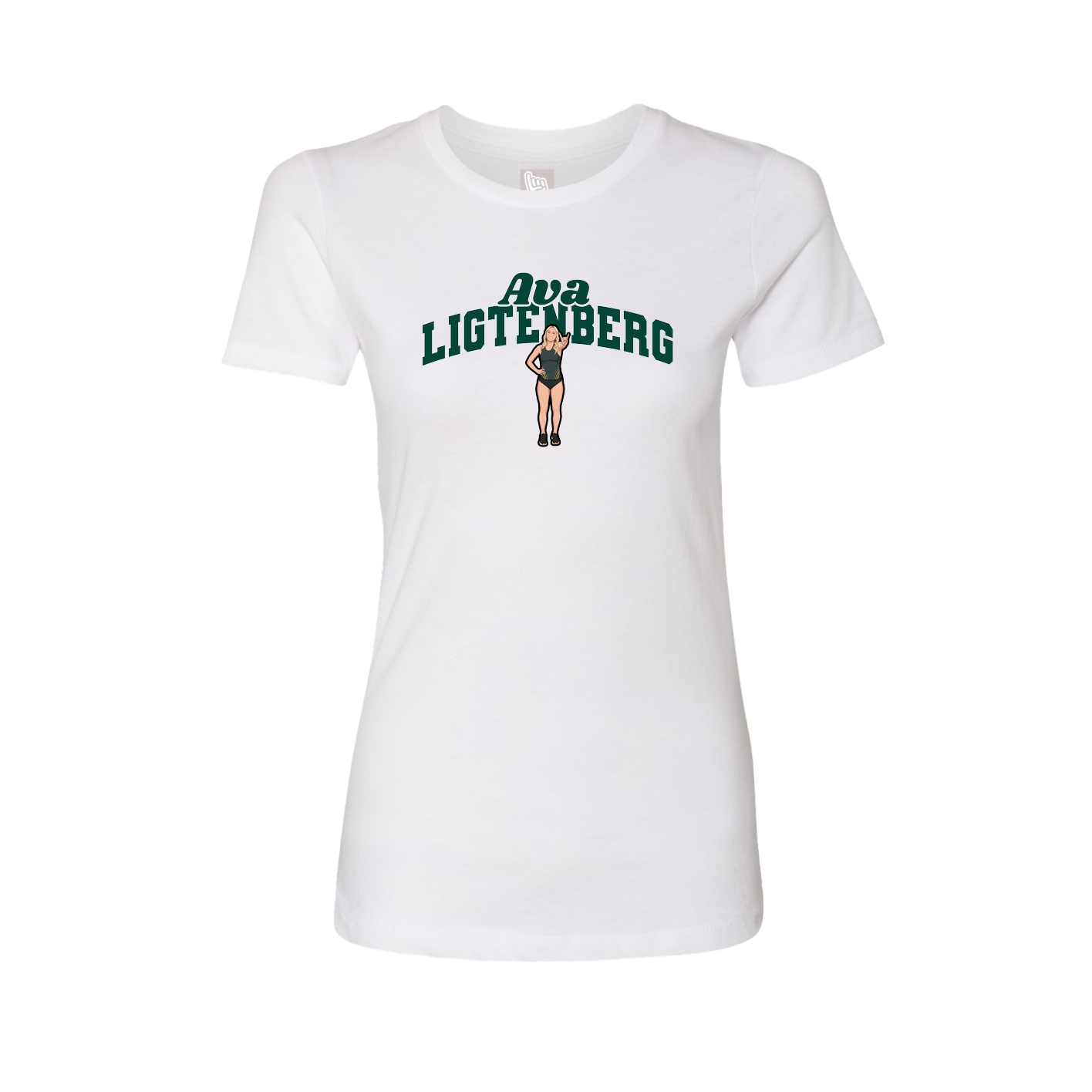 Fitted Women's Tee — Signature Arch in White