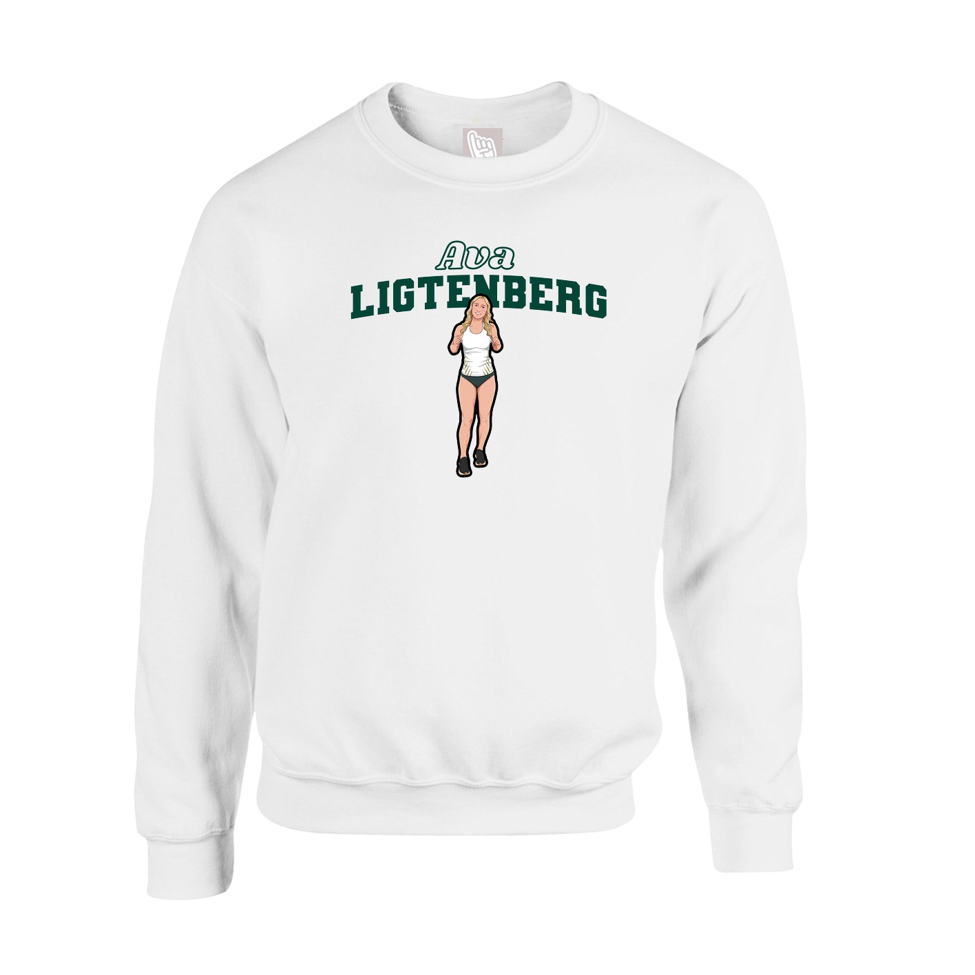 Fleece Crew — Name Arch in White