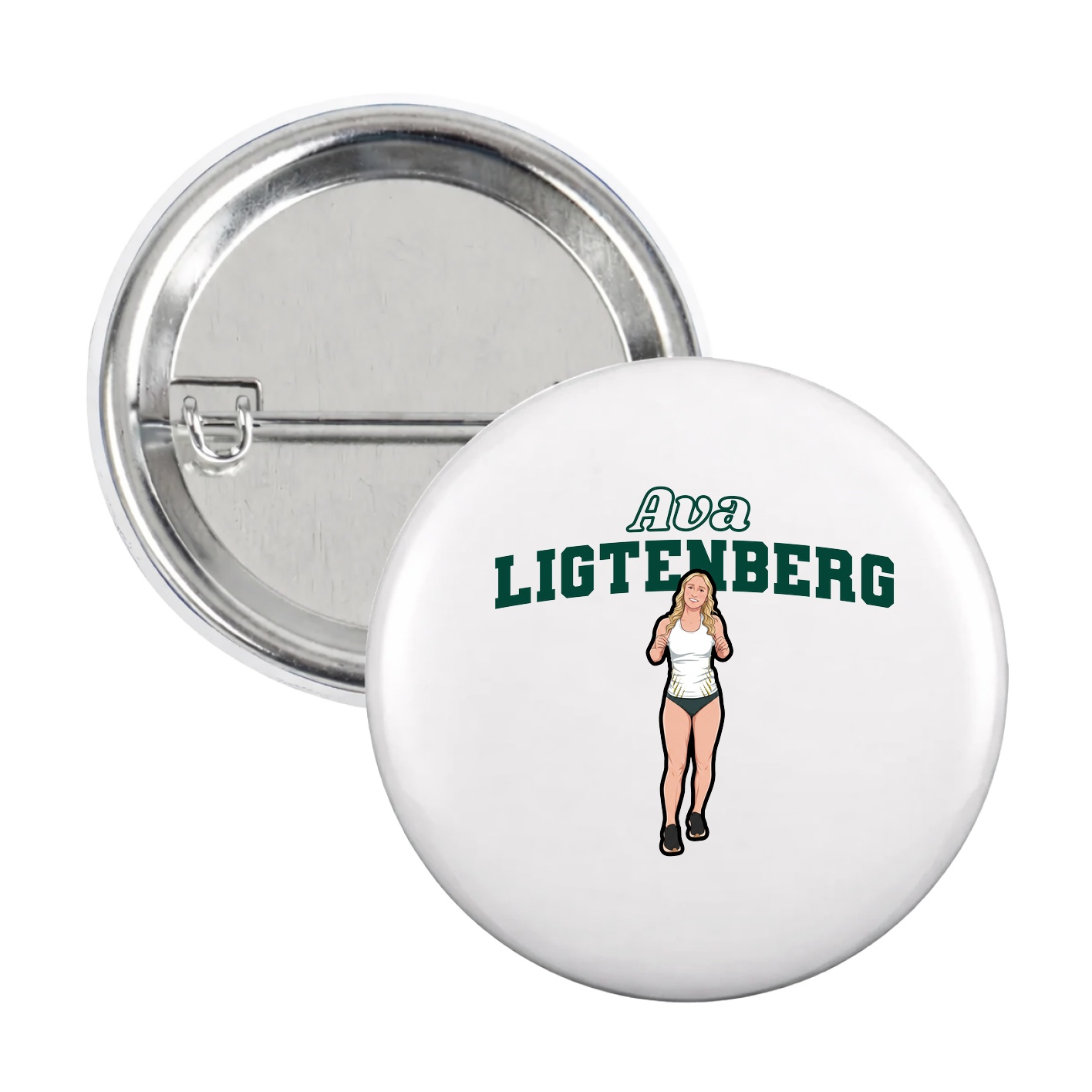 Game Day Button — Name Arch in White