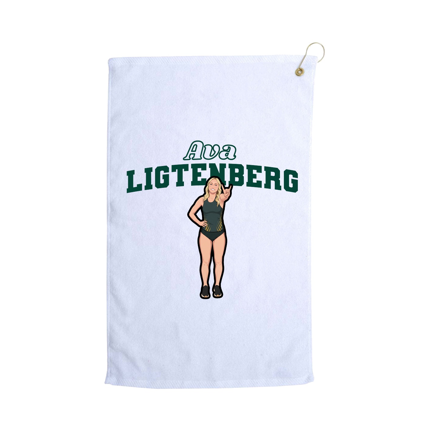Golf Towel — Name Arch in White