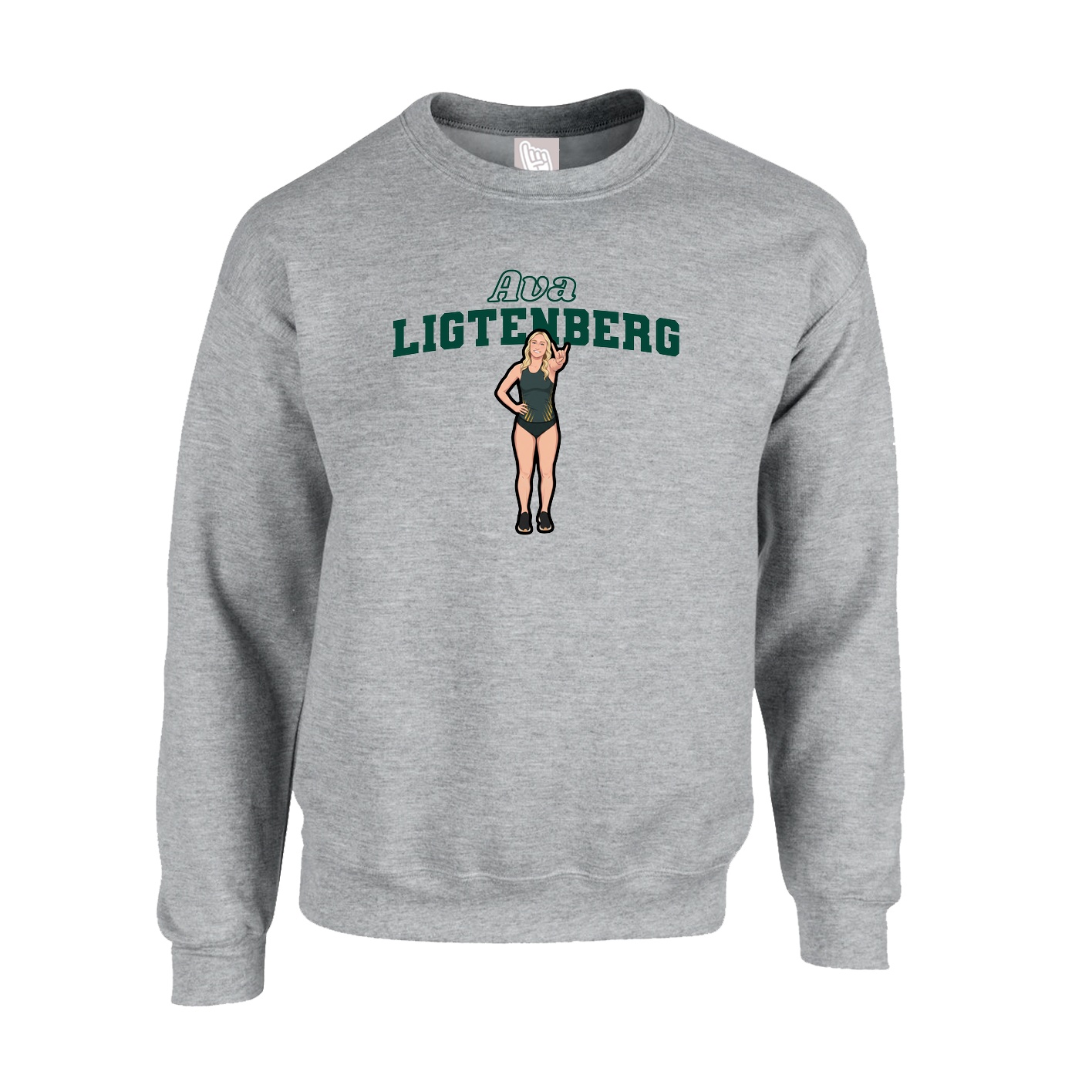 Fleece Crew — Name Arch in Grey