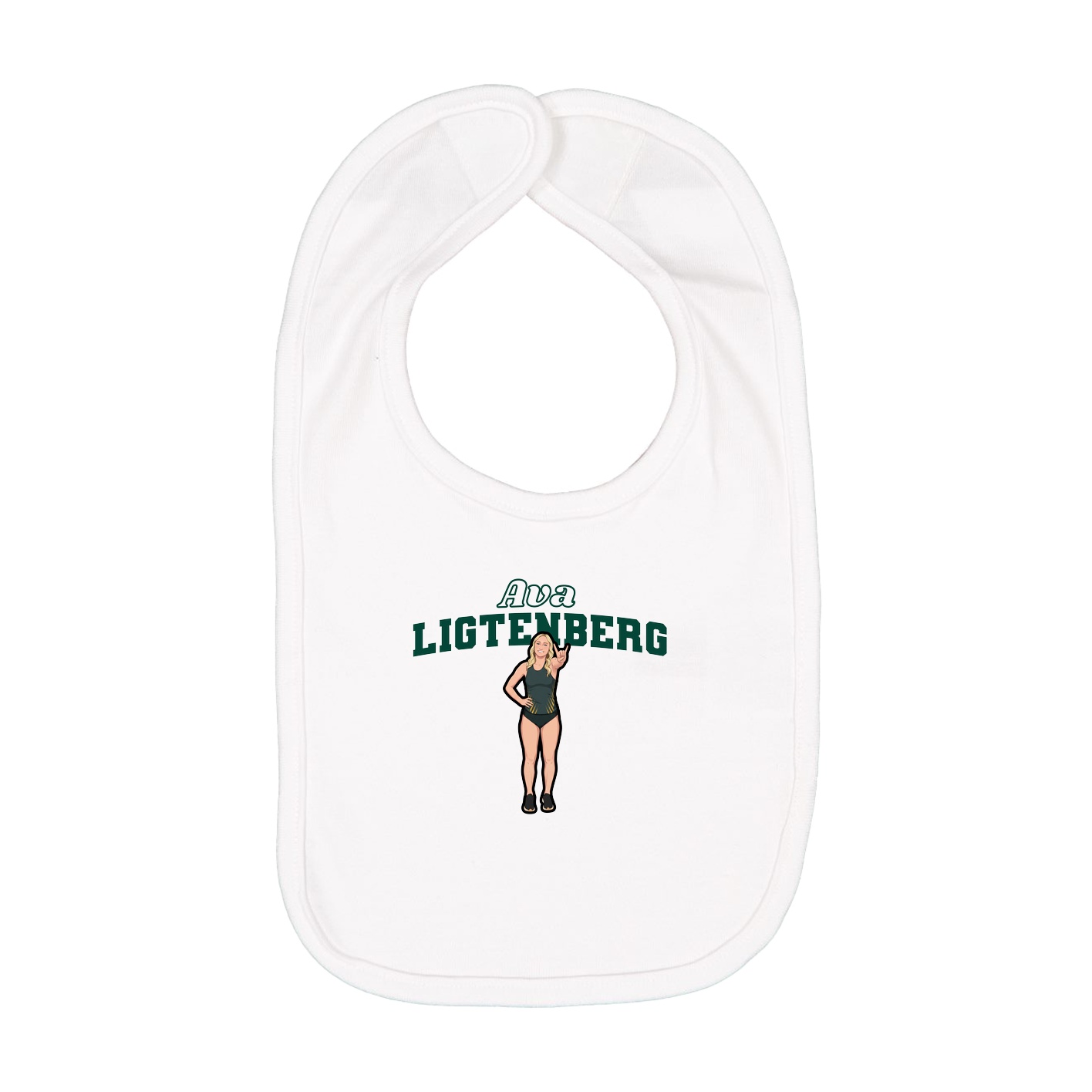 Infant Bib — Name Arch in White