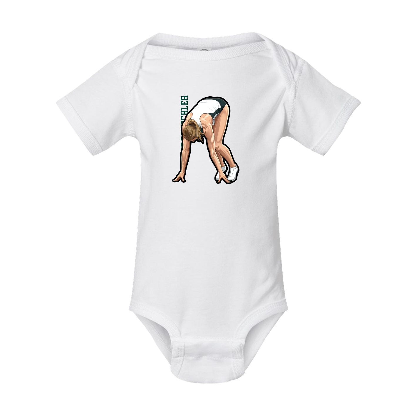Baby Onesie — Name Vertical in White