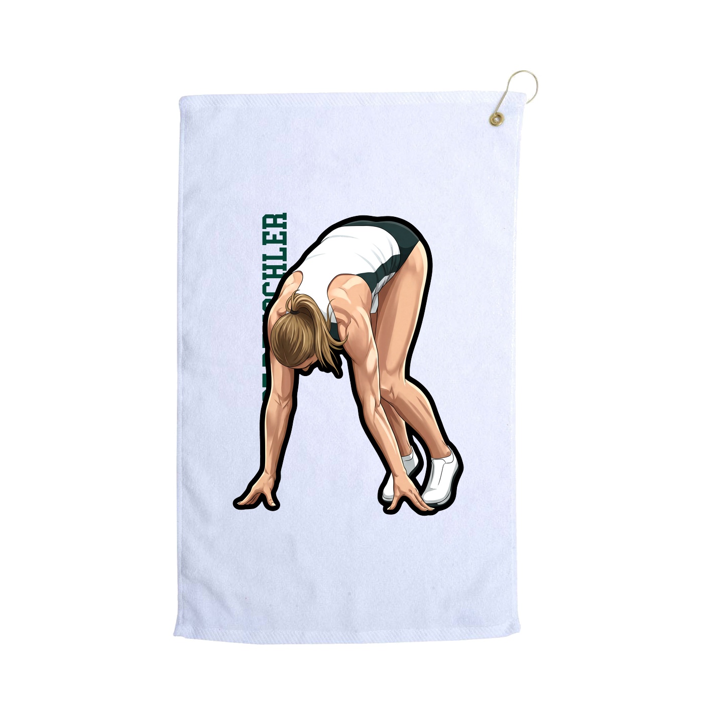 Golf Towel — Name Vertical in White