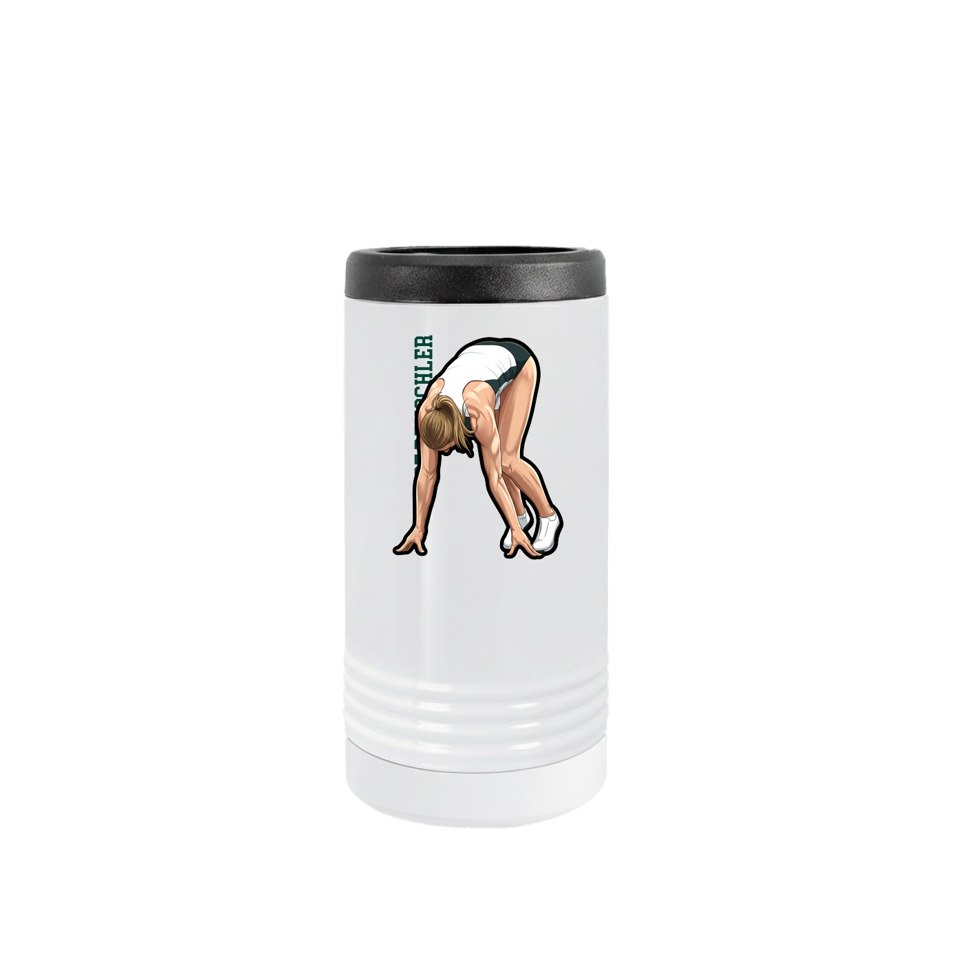Slim Beverage Holder — Name Vertical in White