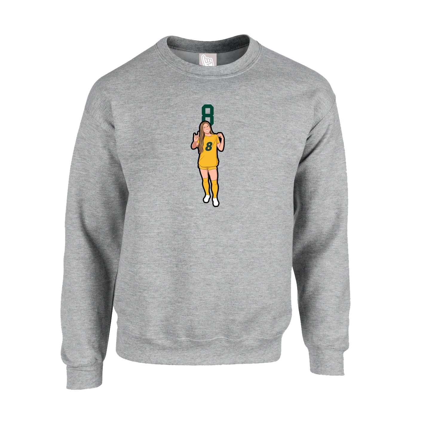 Fleece Crew — Number Top in Grey