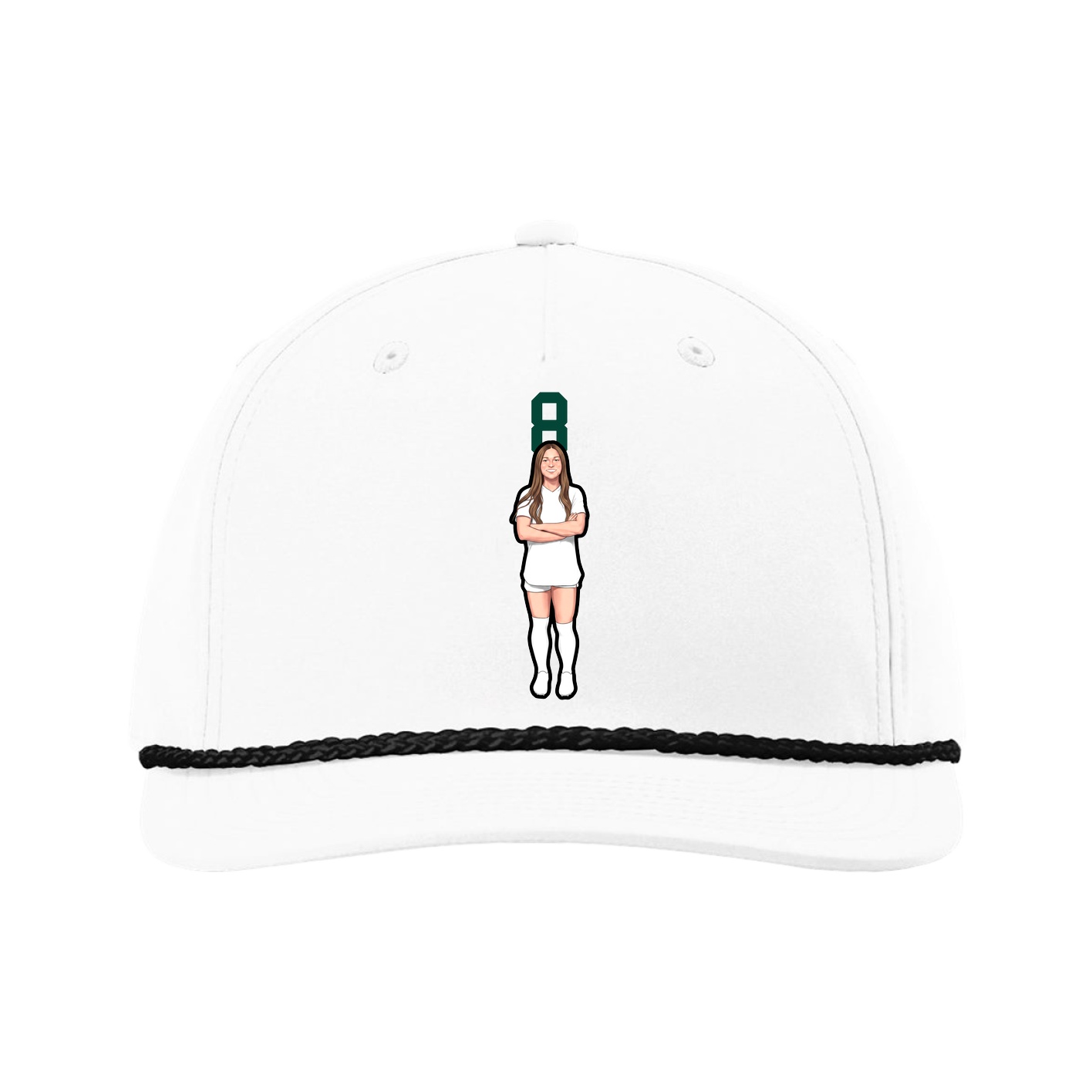 Five-Panel Classic Rope Cap — Number Top in White