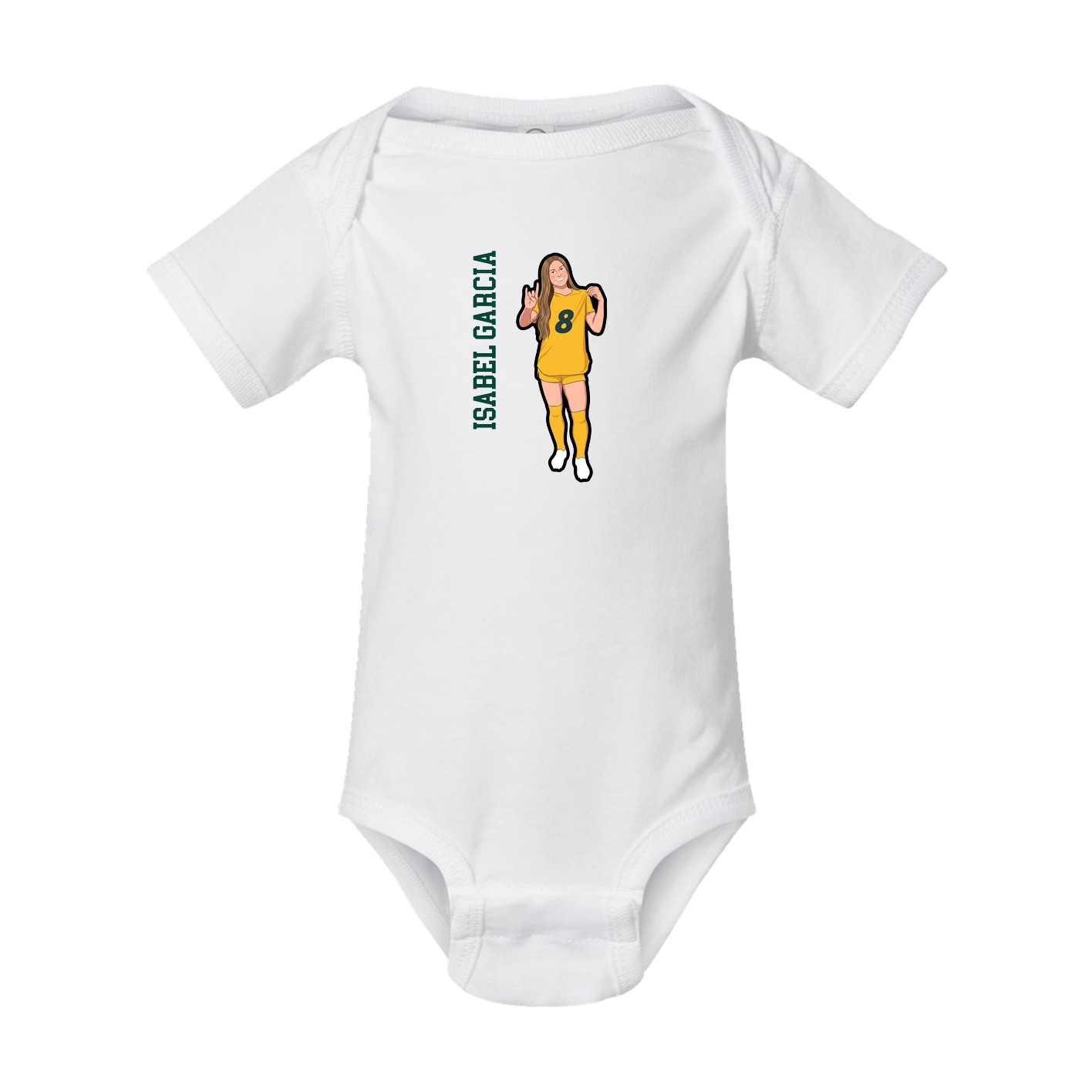 Baby Onesie — Name Vertical in White