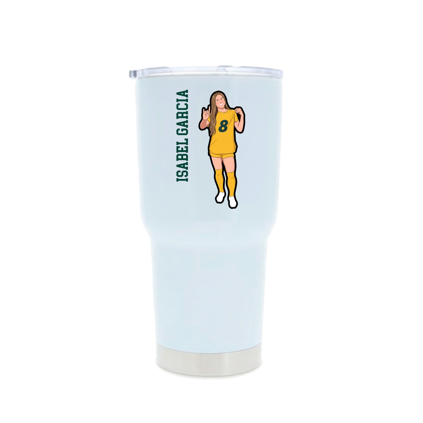 30oz Stainless Steel Tumbler — Name Vertical in White