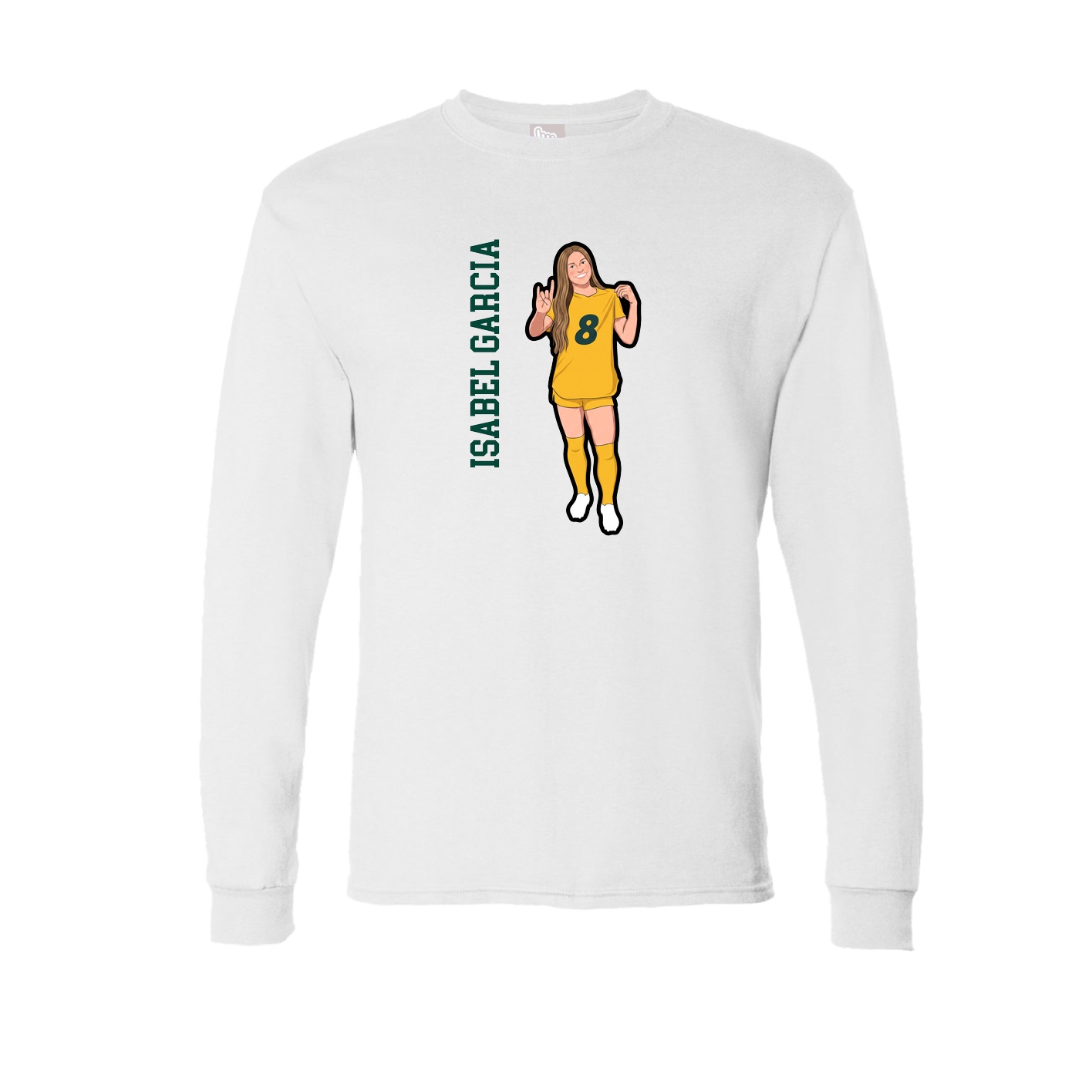 Long Sleeve Tee — Name Vertical in White