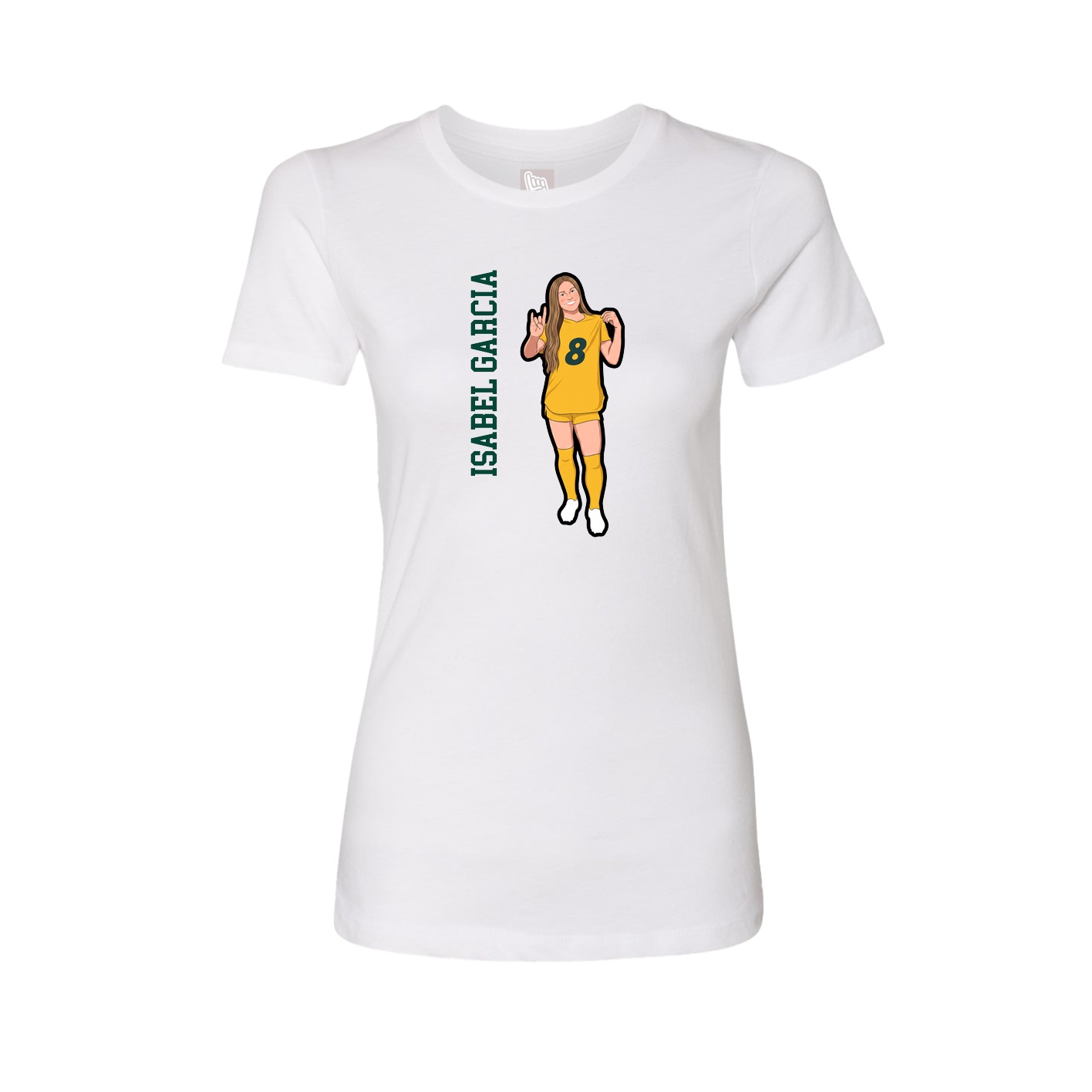 Fitted Women's Tee — Name Vertical in White