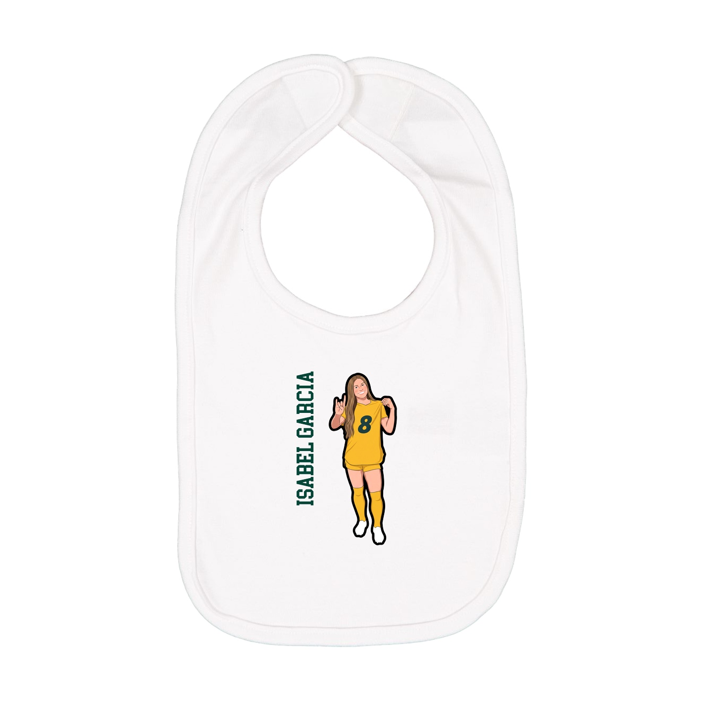 Infant Bib — Name Vertical in White