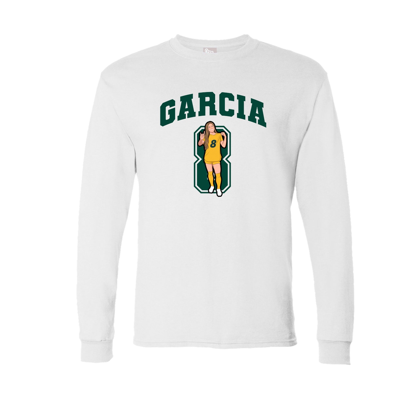 Long Sleeve Tee — Number in White