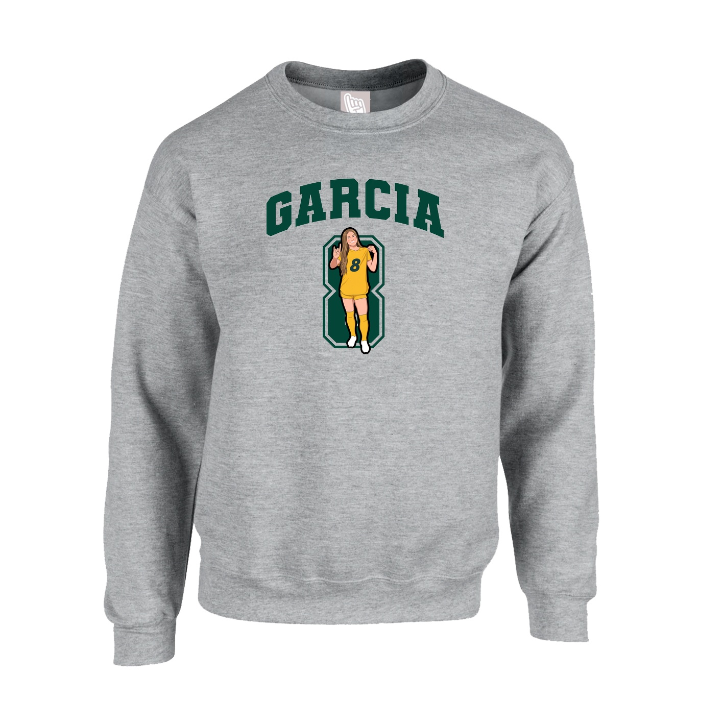 Fleece Crew — Number in Grey