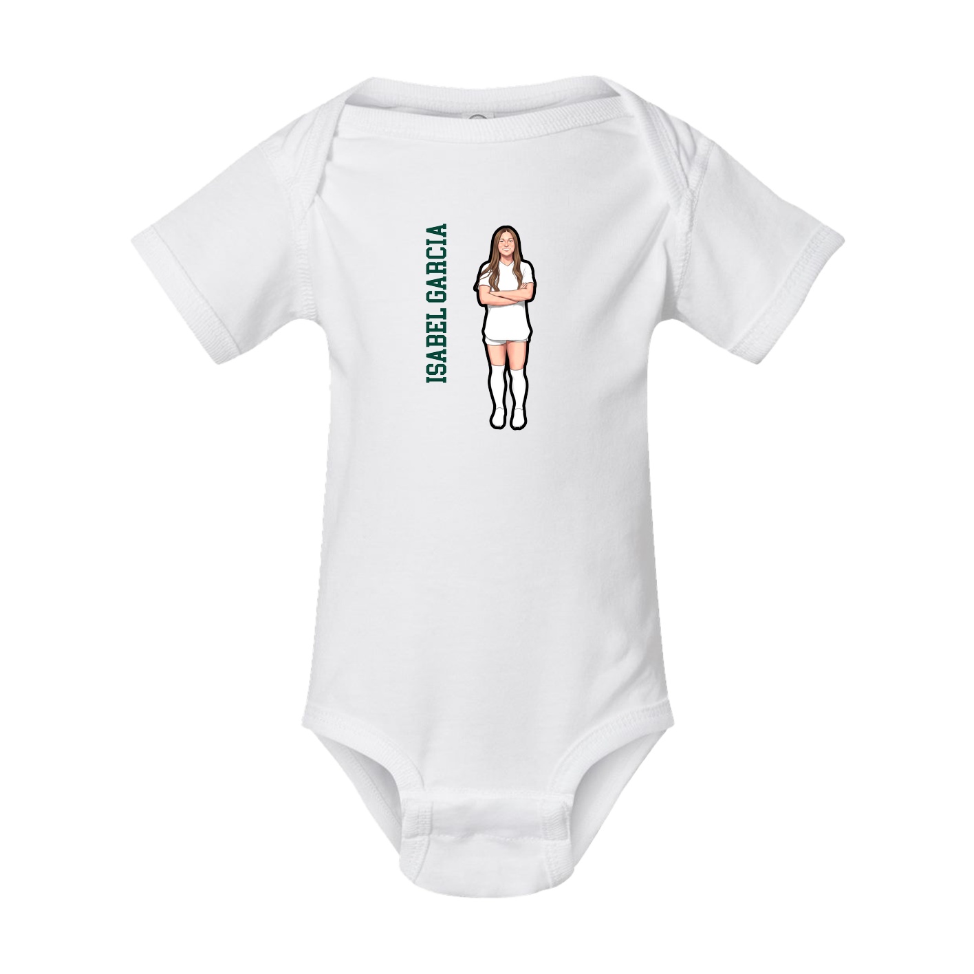 Baby Onesie — Name Vertical in White