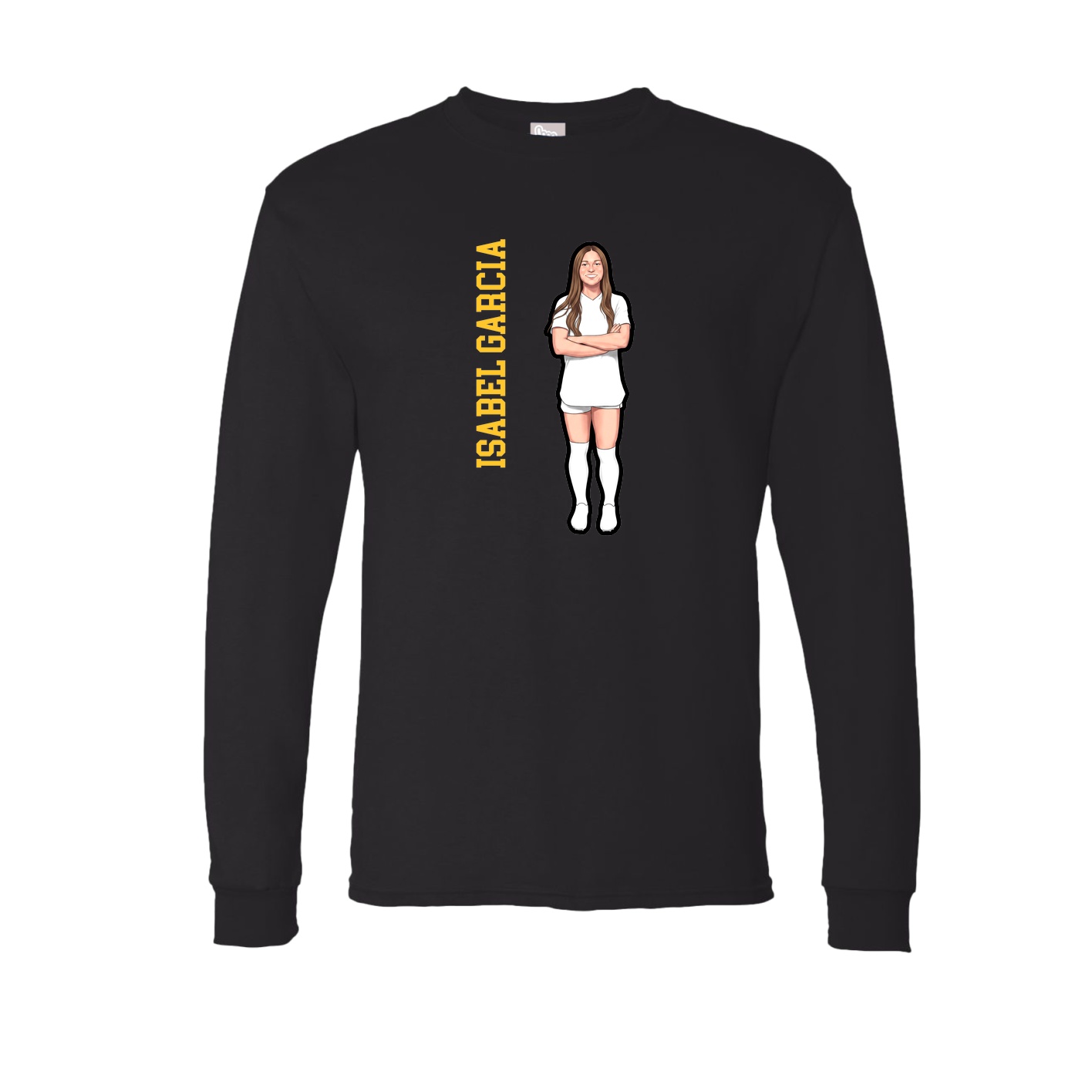 Long Sleeve Tee — Name Vertical in Black