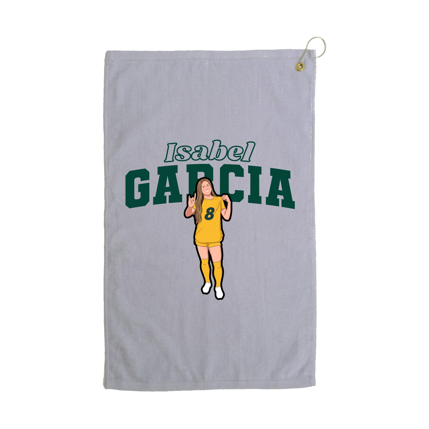Golf Towel — Name Arch in Grey
