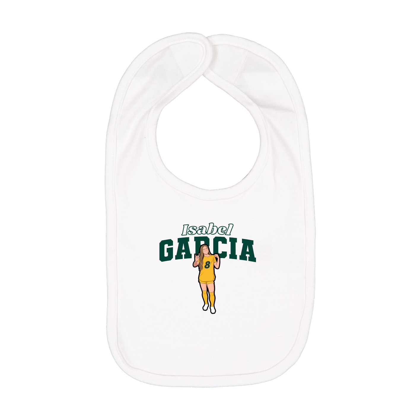 Infant Bib — Name Arch in White