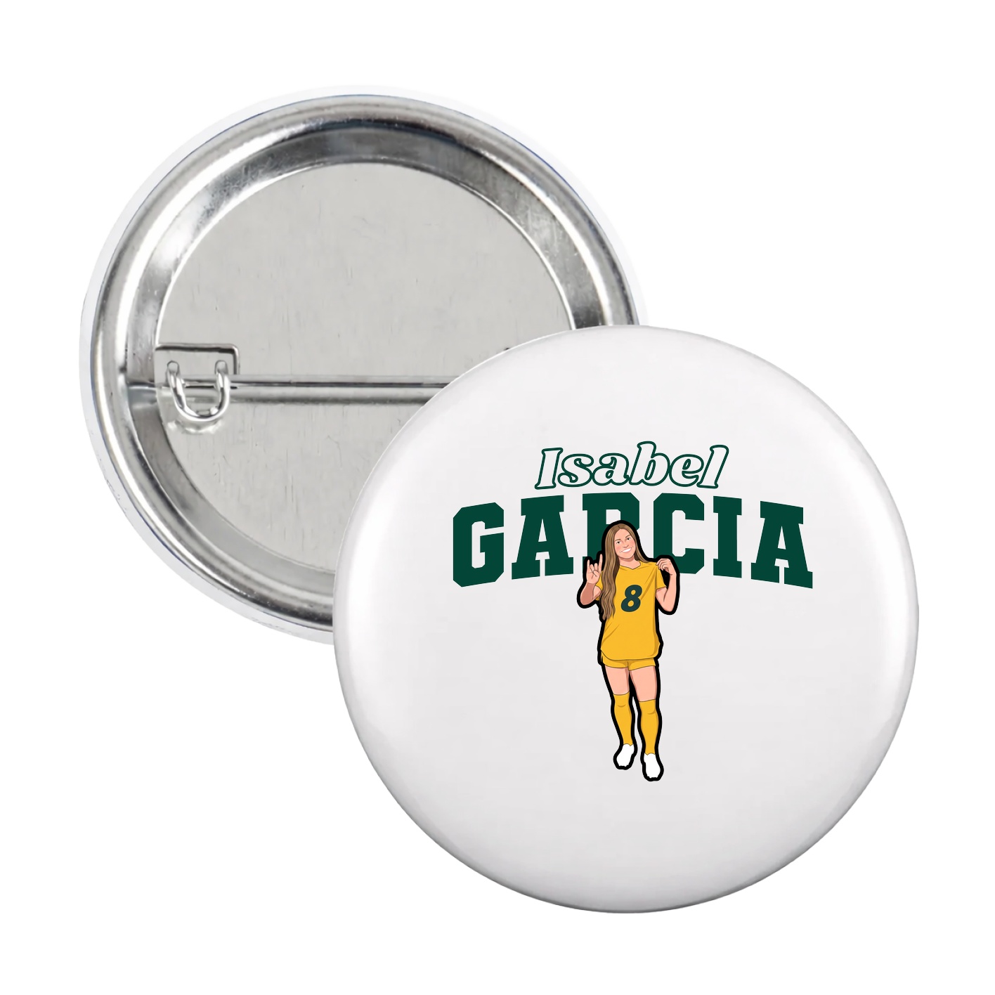 Game Day Button — Name Arch in White