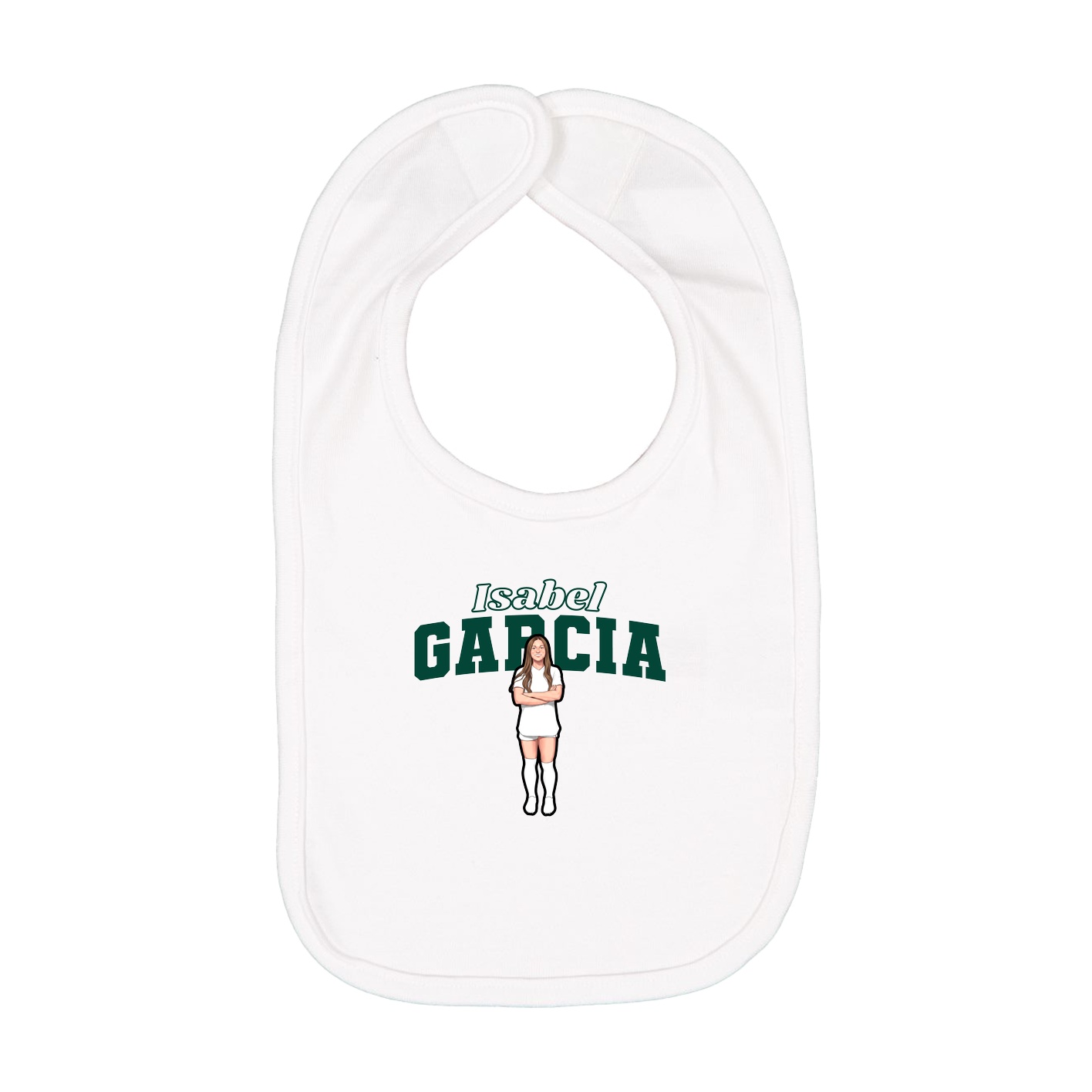 Infant Bib — Name Arch in White