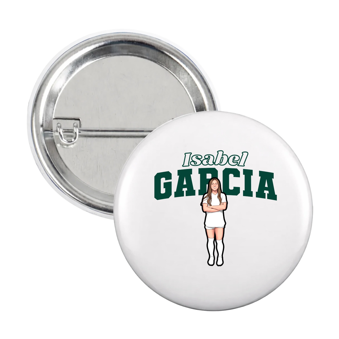 Game Day Button — Name Arch in White