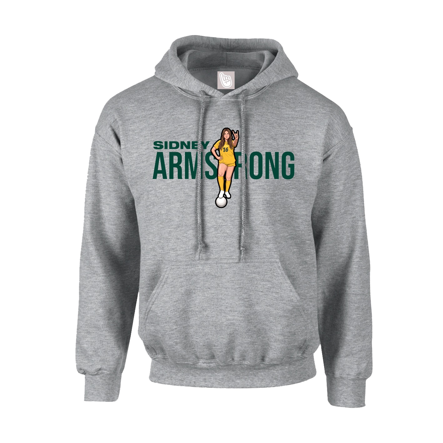 Youth Hoodie — Player Name in Grey