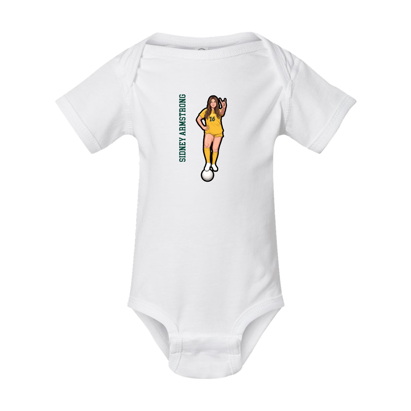 Baby Onesie — Name Vertical in White