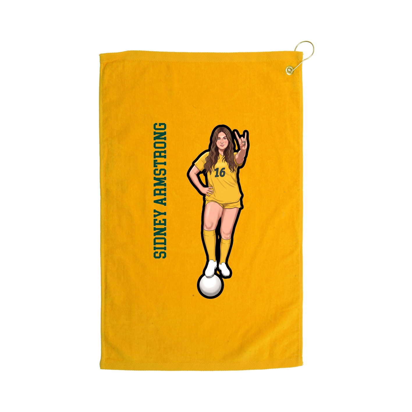 Golf Towel — Name Vertical in Gold