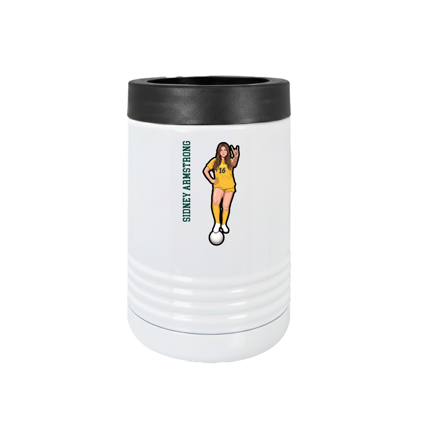 Beverage Holder — Name Vertical in White