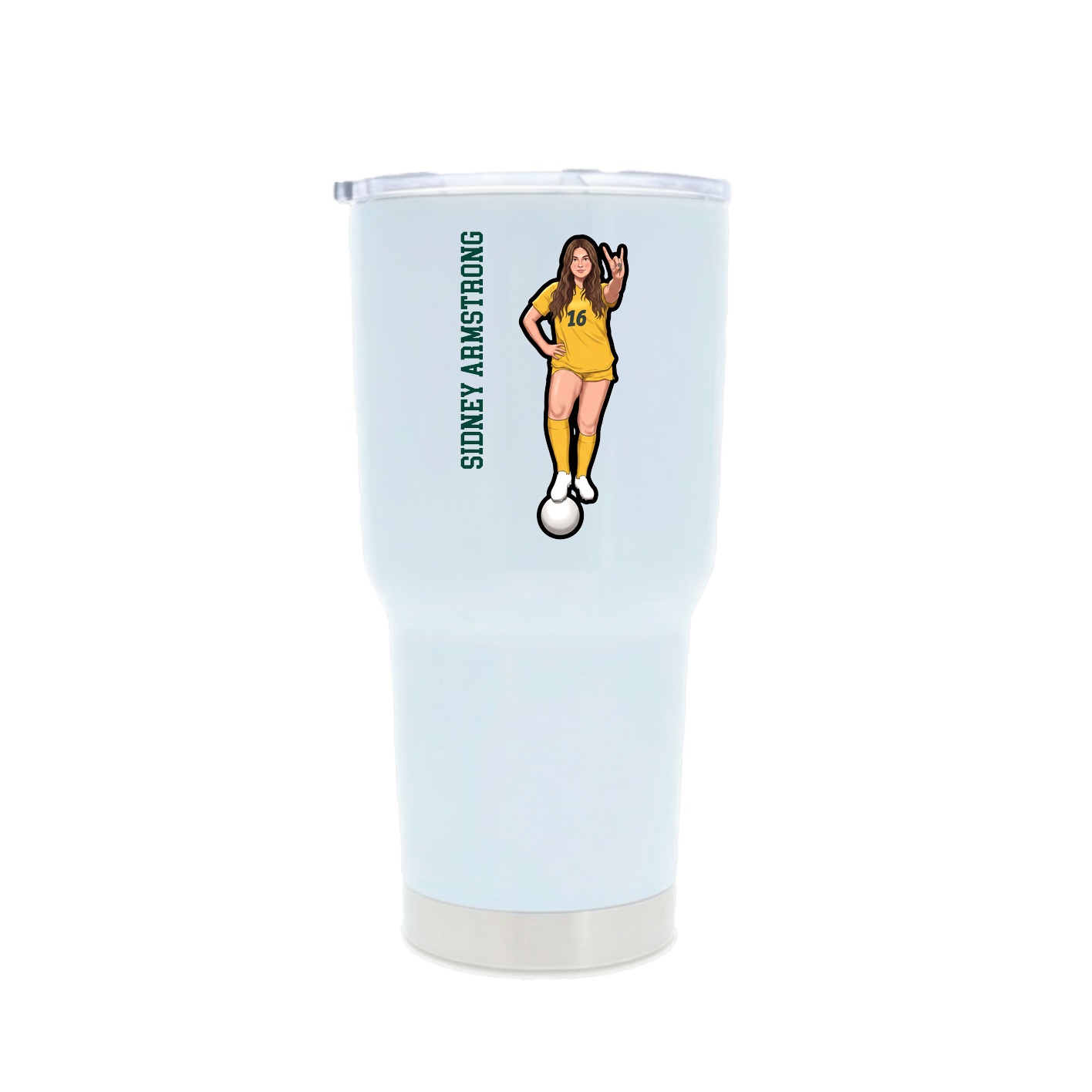 30oz Stainless Steel Tumbler — Name Vertical in White