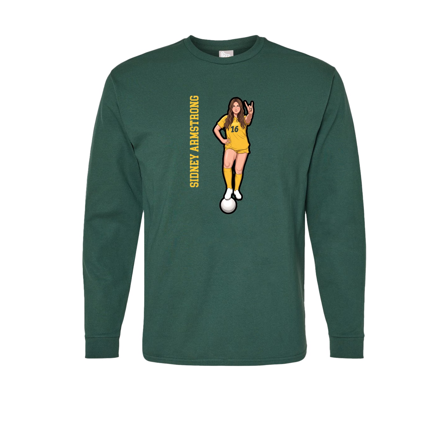 Long Sleeve Tee — Name Vertical in Green