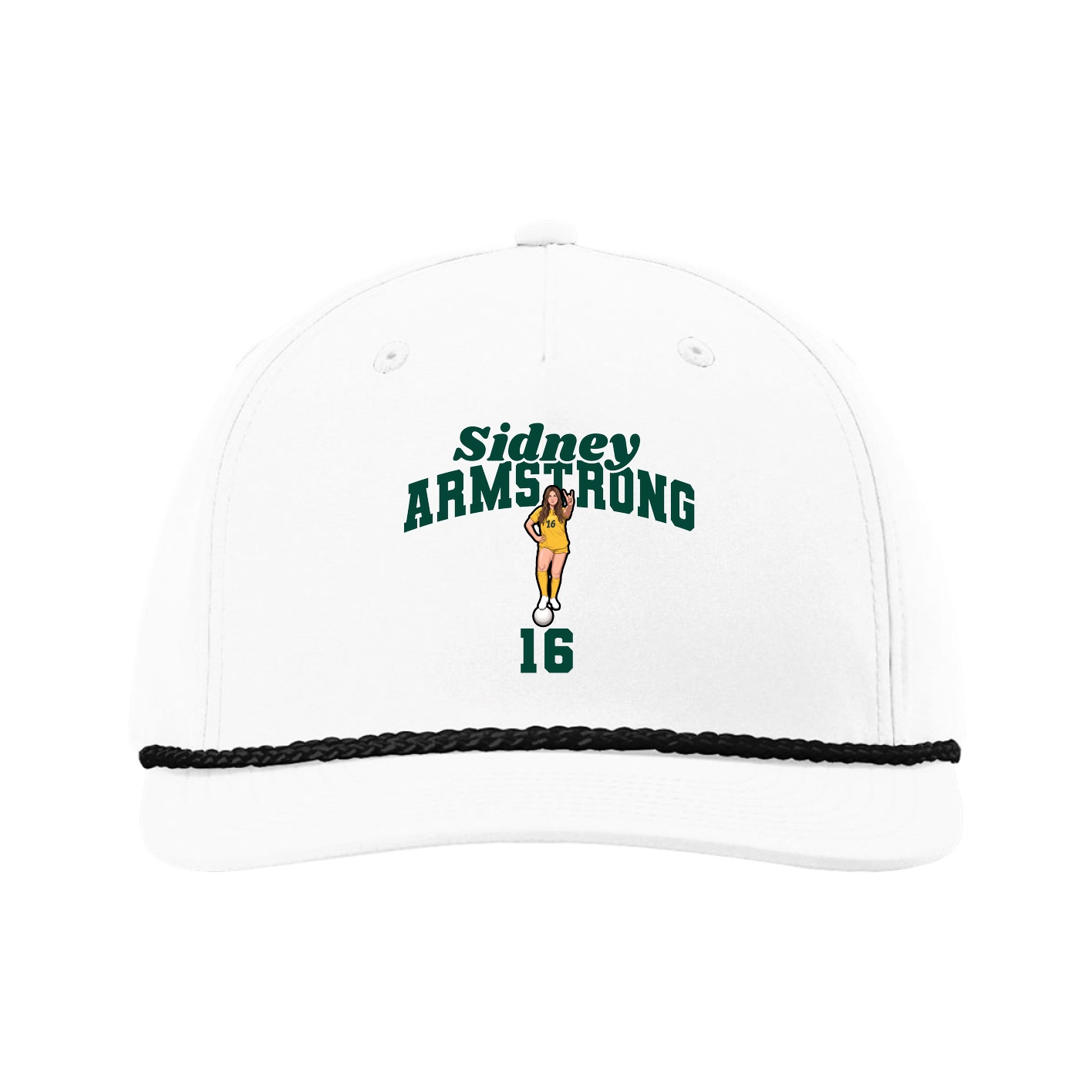 Five-Panel Classic Rope Cap — Signature Arch in White