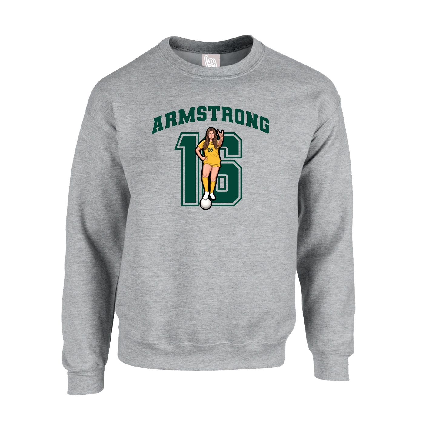 Fleece Crew — Number in Grey
