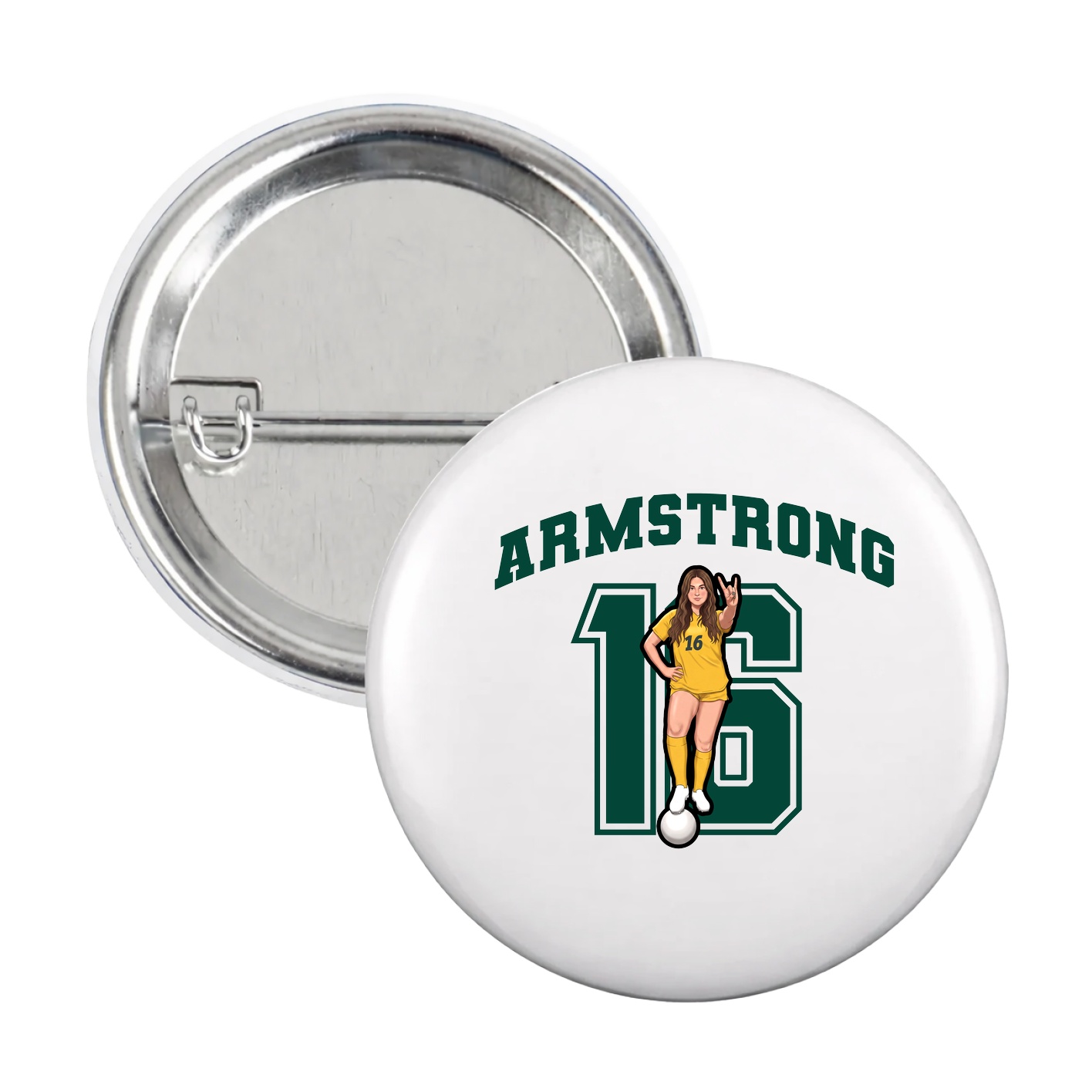 Game Day Button — Number in White