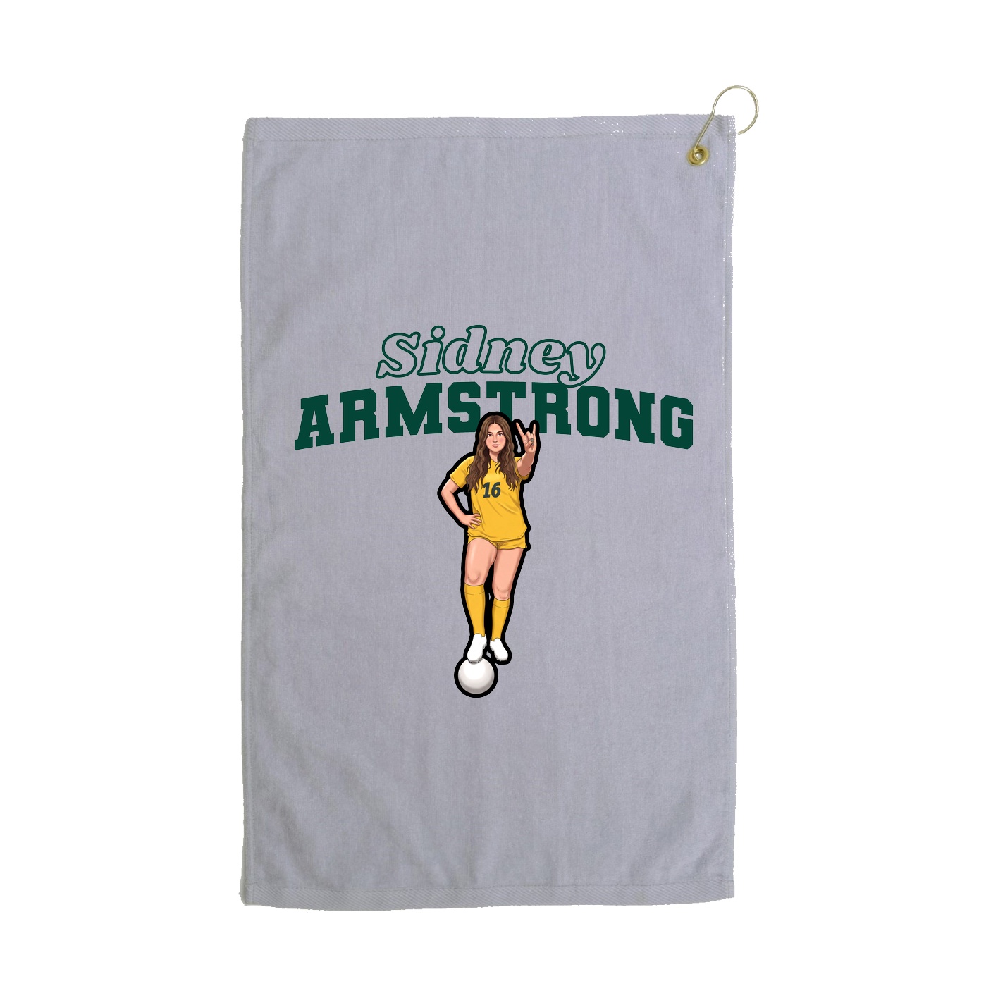Golf Towel — Name Arch in Grey