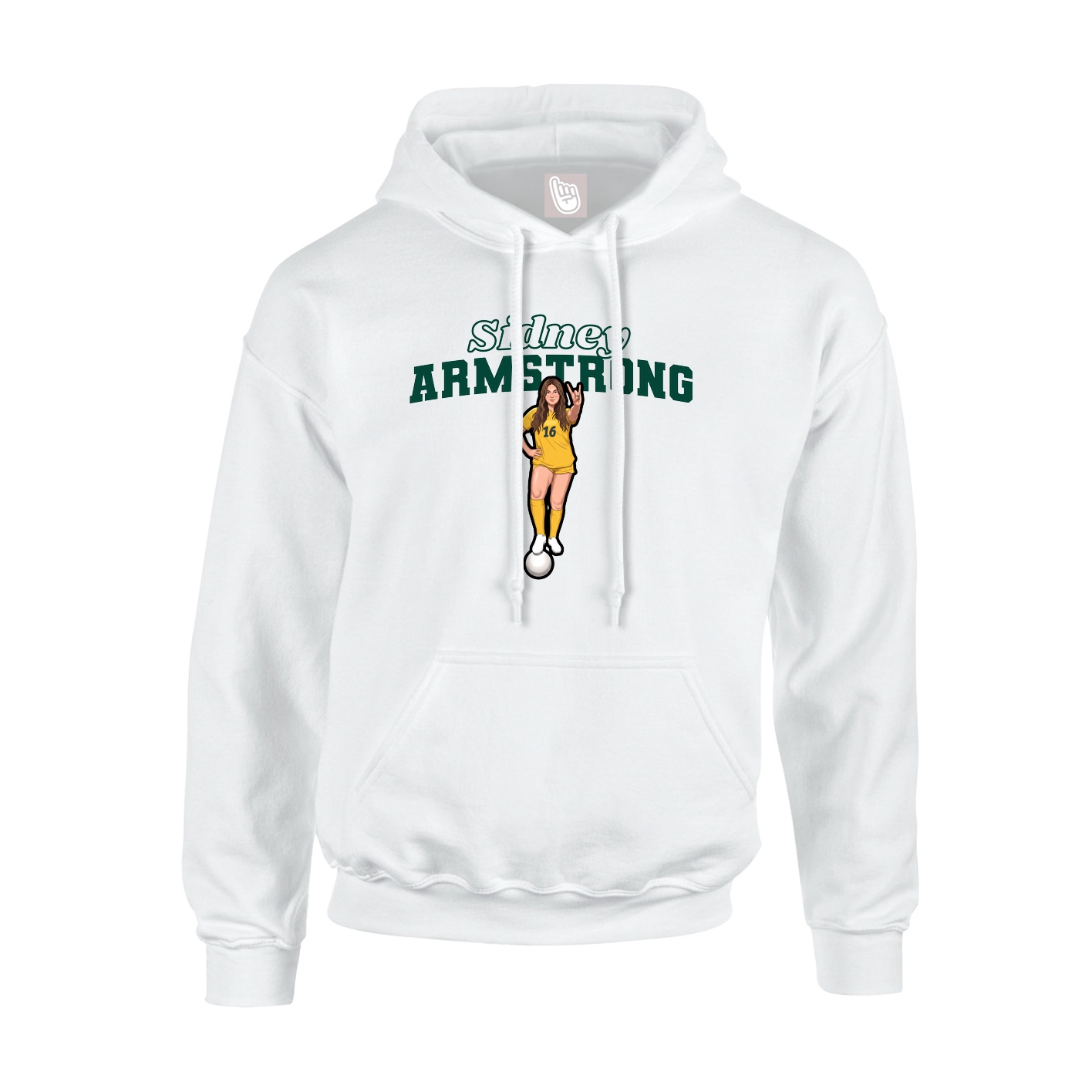 Youth Hoodie — Name Arch in White