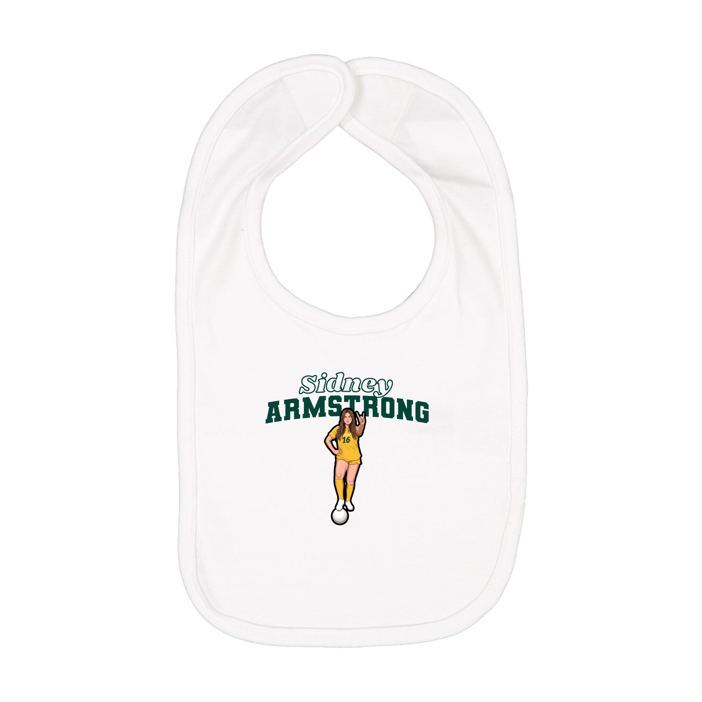 Infant Bib — Name Arch in White