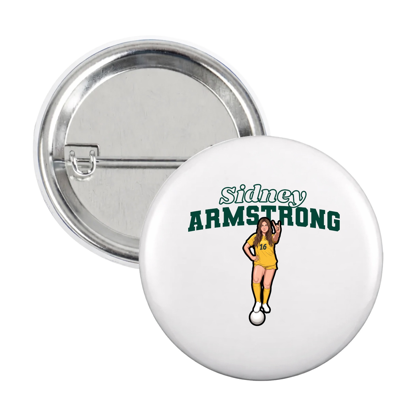 Game Day Button — Name Arch in White